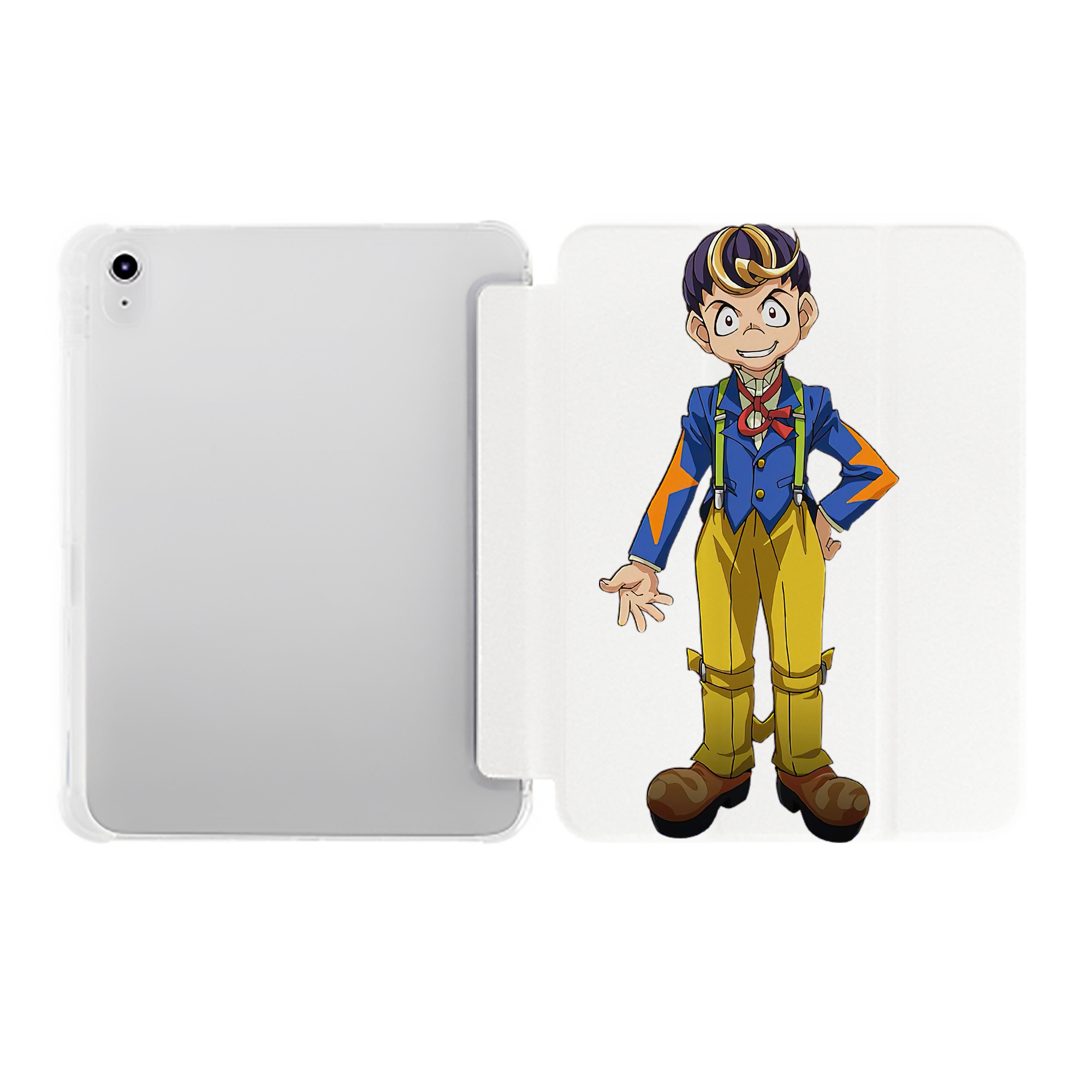 （画像用） 遊☆戯☆王 Yu-Gi-Oh! IPad ケース ペン収納付き 三つ折りスタンド PUレザー×シリコン 対応機種9.5/10.5/10.9インチ